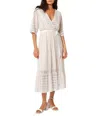 Apricot Lurex Mesh Kimono Maxi Dress In Cream In Beige