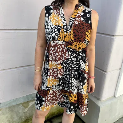 Apricot Marocaine Aline Dress In Mustard Print In Multi