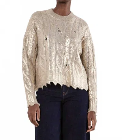 Apricot Metallic Foil Sweater In Gold In Brown