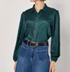 Apricot Micro Animal Long Sleeve Blouse In Green In Green