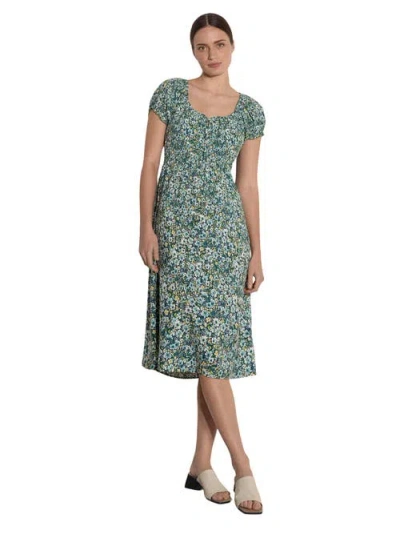 Apricot Milkmaid Midi Dress In Green