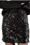 Apricot Mini Sequins Skirt In Black In Black