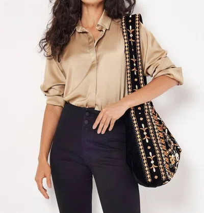 Apricot Oversized Satin Hi Low Shirt In Gold