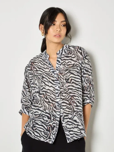 Apricot Oversized Semi-sheer Blouse In Multi