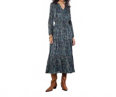 Apricot Painterly Metallic Paisley Midaxi Dress In Navy In Blue