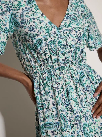 Apricot Paisley Border Angel Sleeve Dress In Blue