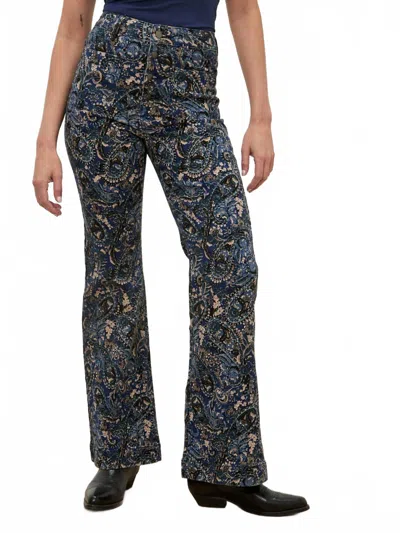 Apricot Paisley Print Kick Crop Flare Jeans In Blue
