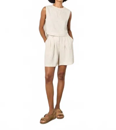 Apricot Pleated Mini Shorts In Stone In White
