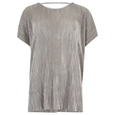 Apricot Plisse Deep V Back Top In Silver In Grey