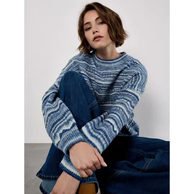 Apricot Pointelle Space Dye Knit Jumper In Blue