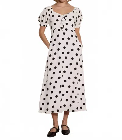 Apricot Polka Dot Midi Dress In Black In Multi