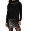 Apricot Rhinestone Gem Embellished Jumper Sweater In Black In Black