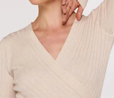 Apricot Rib Knit Wrap Top Beige