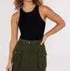 Apricot Ribbed Bodysuit In Black In Black