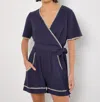 Apricot Riti Short Sleeve Top In Navy In Blue