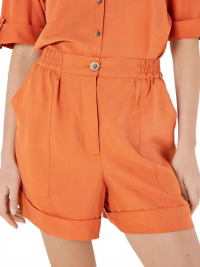 Apricot Rolled Hem Woven Shorts In Orange