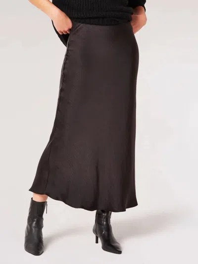 Apricot Satin Bias Cut Maxi Skirt In Black