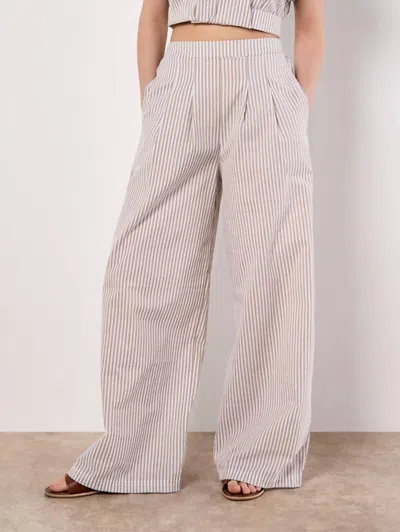 Apricot Seersucker Pleat Trouser In Stone In Neutral