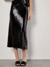 Apricot Sequin Bias Cut Midi Skirt In Black In Black