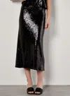 Apricot Sequin Bias Cut Midi Skirt In Black In Black