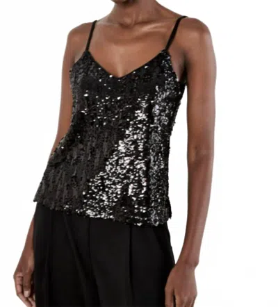 Apricot Sequin Embellished Camisole Top In Black