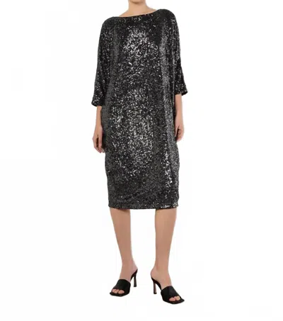 Apricot Sequin Cocoon Midi Dress In Dark Charcoal In Black