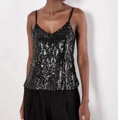 Apricot Sequin Embellished Camisole Top In Black