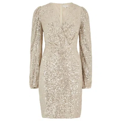Apricot Sequin X-over Bodycon Dress In Champagne In Gold