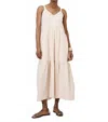 Apricot Bead Embellished Tiered Midi-dress In Stone In White