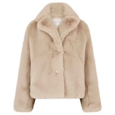 Apricot Short Opulent Fur Coat In Stone In Beige