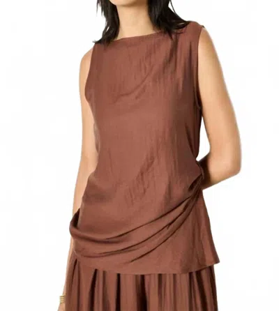 Apricot Side Knot Detail High Neck Top In Brown