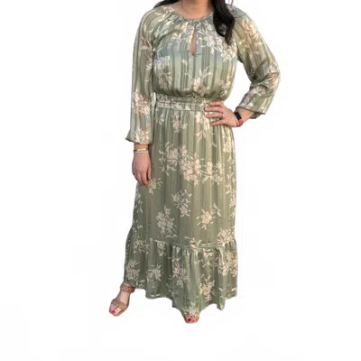 Apricot Silhouette Floral Satin Shimmer Maxi Dress In Mint In Green