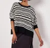 APRICOT SKYLINE STRIPE SWEATER IN BLACK/WHITE