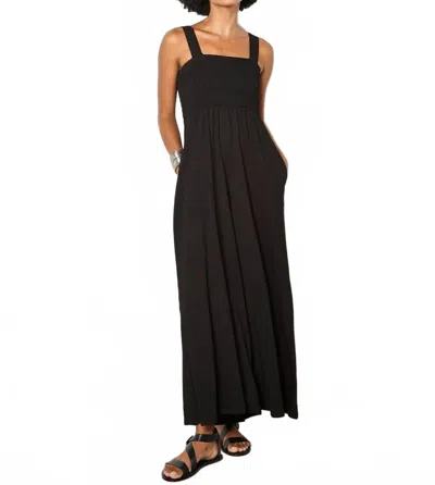 Apricot Smoked Easy Jersey Slub Jumpsuit In Black