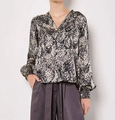 Apricot Snakeskin Smock Sleeve Blouse In Grey In Gray