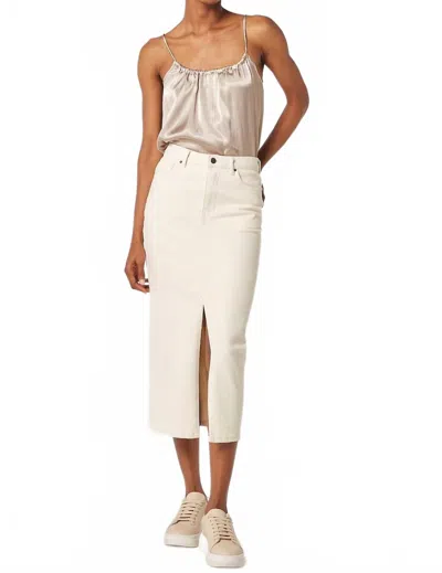 Apricot Split Seam Denim Midi Skirt In Cream In White