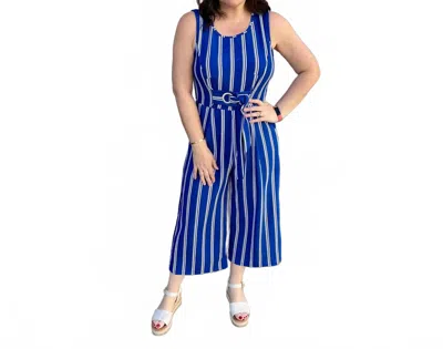 Apricot Stripe Jumpsuit In Blue