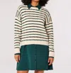 APRICOT STRIPED LONG SLEEVE SWEATER IN STONE