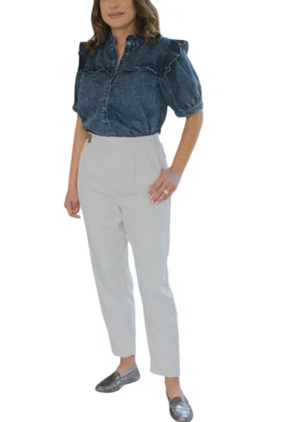 Apricot Textured Casual Pants In Stone In White