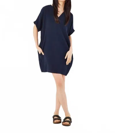 Apricot Textured Cotton Oversized T-shirt Dress In Navy In Blue