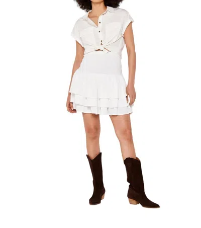 Apricot Three Layer Smocked Waist Mini Skirt In White