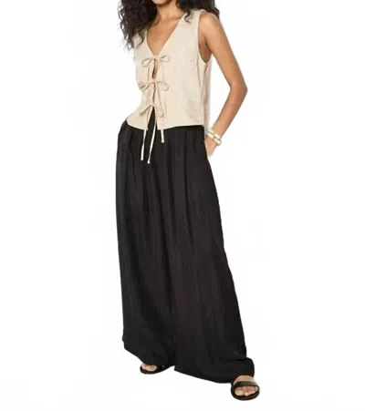 Apricot Tie Front Linen Blend Vest In Cream In Neutral