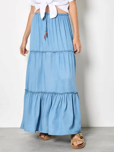 Apricot Tiered Denim Skirt In Blue