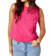 Apricot Tropical Embroidery Tie Back Top In Fuschia In Pink