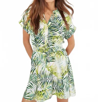 Apricot Tropical Smocked Dress In Emerald In Green