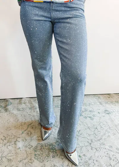 Apricot Valerie Rhinestone Jean In Light Wash Denim In Blue