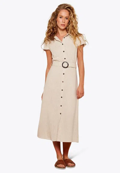 Apricot Vintage Button Dress In Stone In Metallic