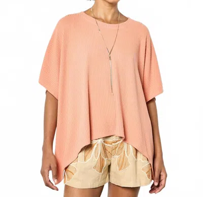 Apricot Waffle Hanky Hem Oversized Tee In Coral In Pink