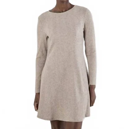 Apricot Waffle Stripe Soft Touch Dress In Stone In Pink