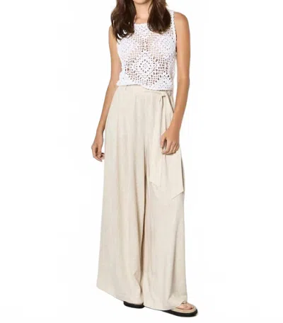 Apricot Wide Leg Linen Trousers In Stone In White